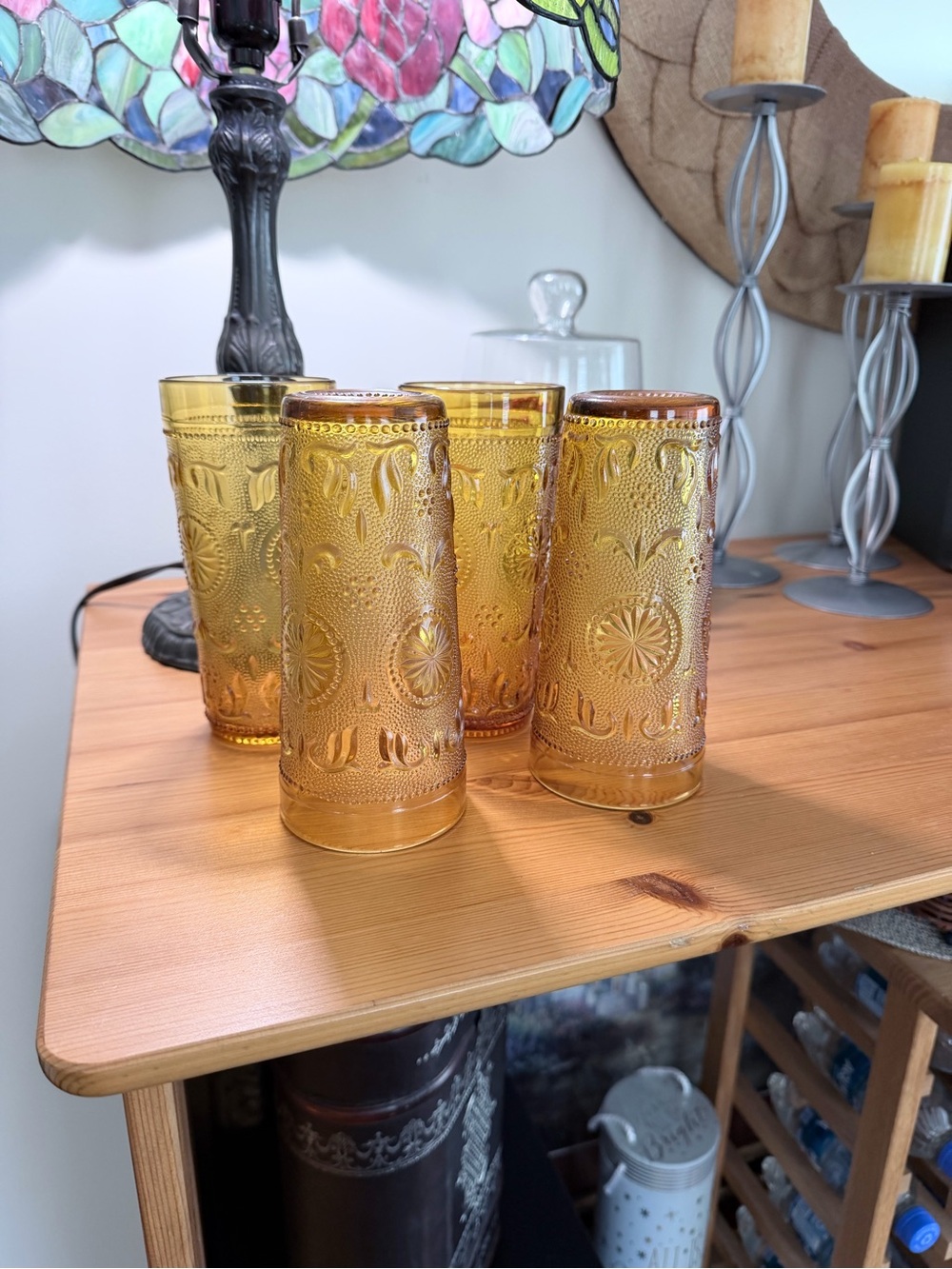 Set of 4 Vintage Brockway American Concord Amber tumblers